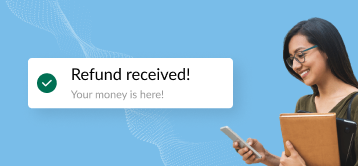 student holding phone