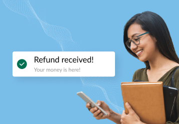 student holding phone